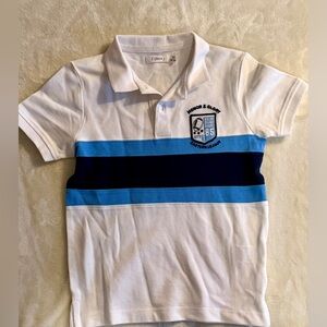 SFERRA White Polo with Light & Dark Blue Stripes